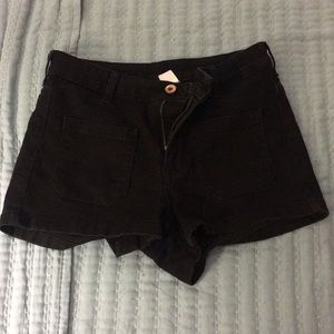 Black denim shorts